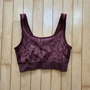 Fabletics Maroon Patterned Seamless Sports Bra